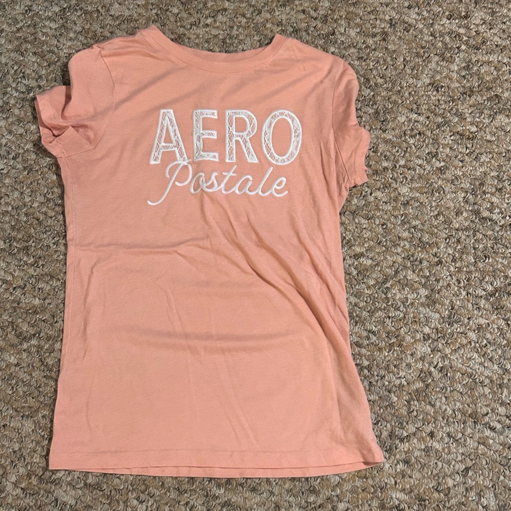 Aeropostale Coral Tee with White Logo
